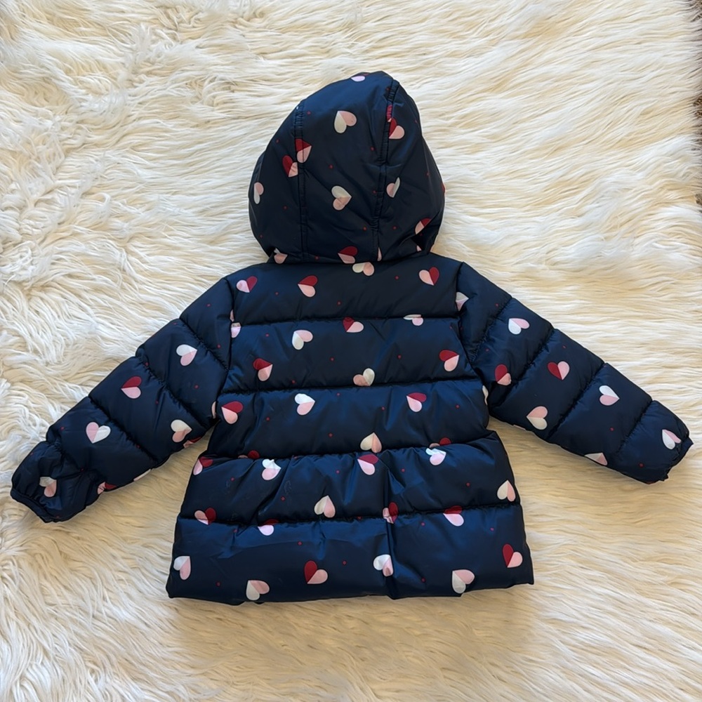 Toddler puffer jacket 2T blue with hearts - Picture 4 of 4